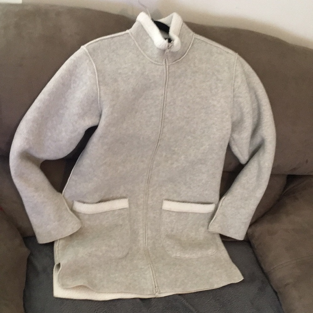 Long fleece coat.
